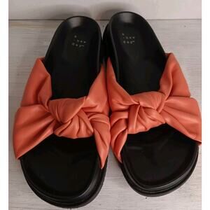 A New Day Women's Kaylin Knotted Slide Sandals Coral Size 8